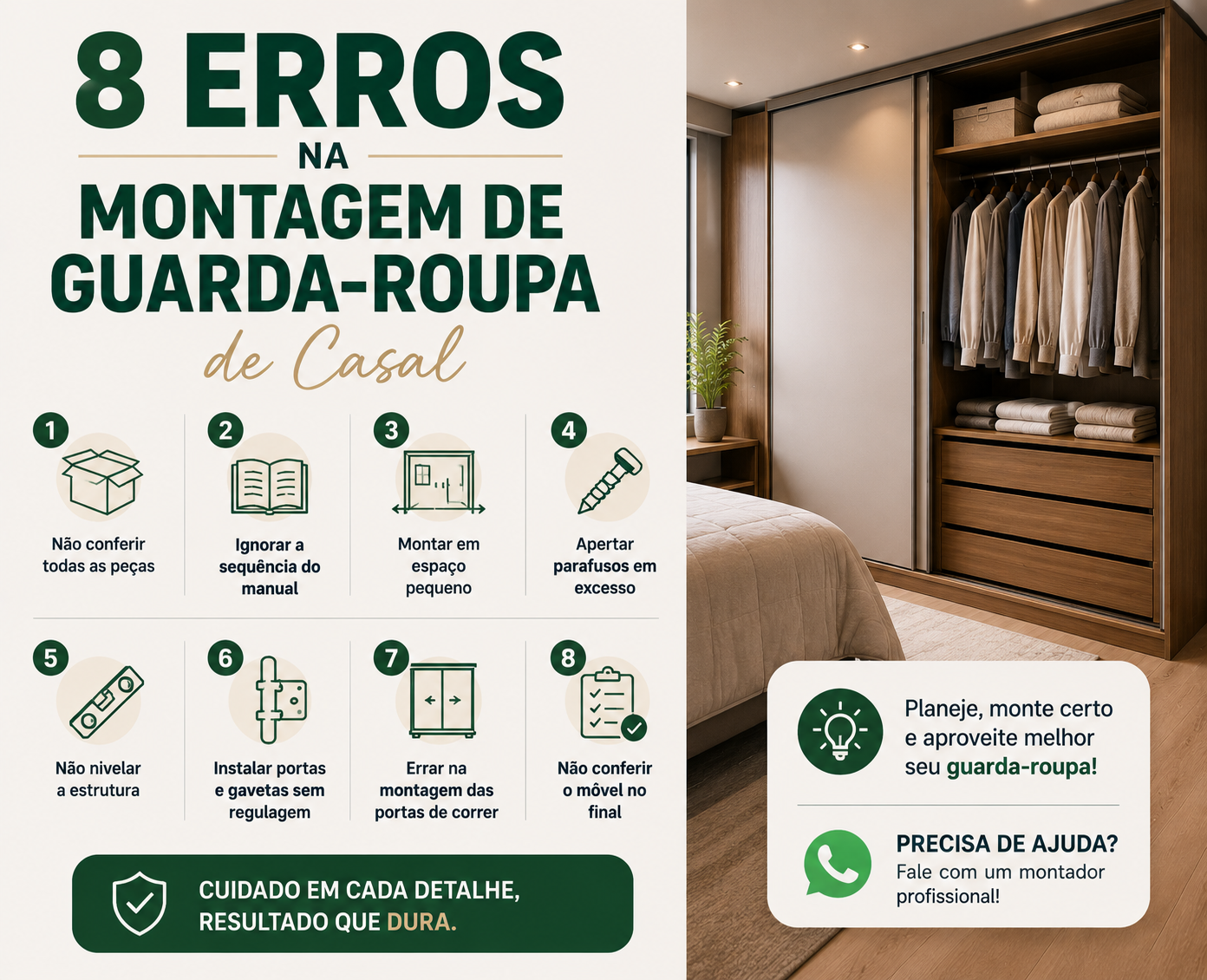 No momento, você está visualizando 8 Erros na Montagem de Guarda-Roupa de Casal